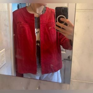 Womens Bernardo Red Suede Leather Zip Up Jacket Coat Size 1X